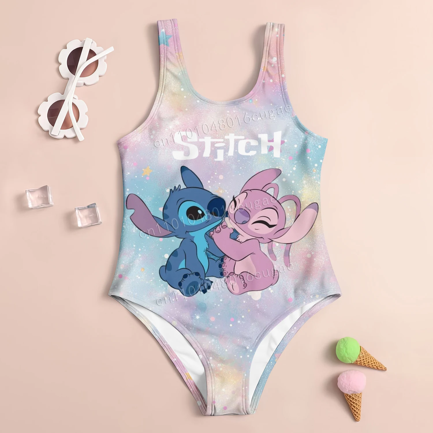 جميل ليلو وستيتش الرسوم المتحركة ملابس السباحة فتاة الشباب لطيف مريح قطعة واحدة ملابس السباحة الصيف الشاطئ الكرتون طباعة نمط ملابس السباحة #2