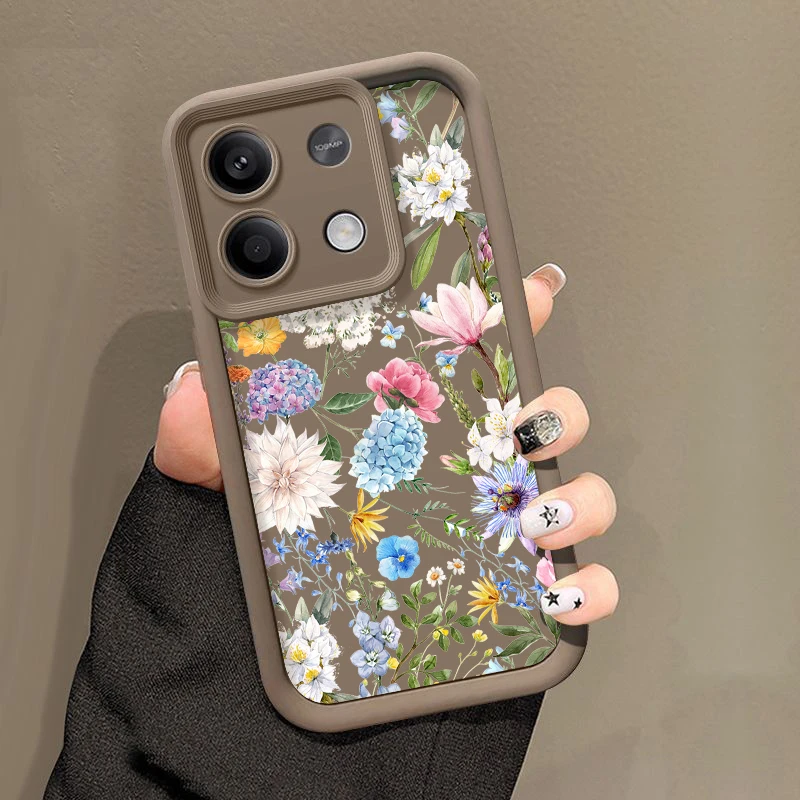 Shockproof Flower Leaves Case For Xiaomi 13T 11T Pro Poco X6 X5 F6 M6 Redmi Note 12 11 10 13 Pro 5G Soft Silicone Bumper Cover