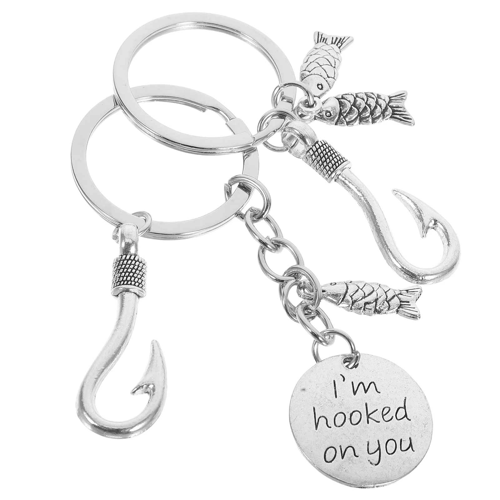 

2pcs Fishing Keychains Zinc Alloy for Dad Father's Day Gifts Bag Pendant Key Ring Accessories Popular Jewelry