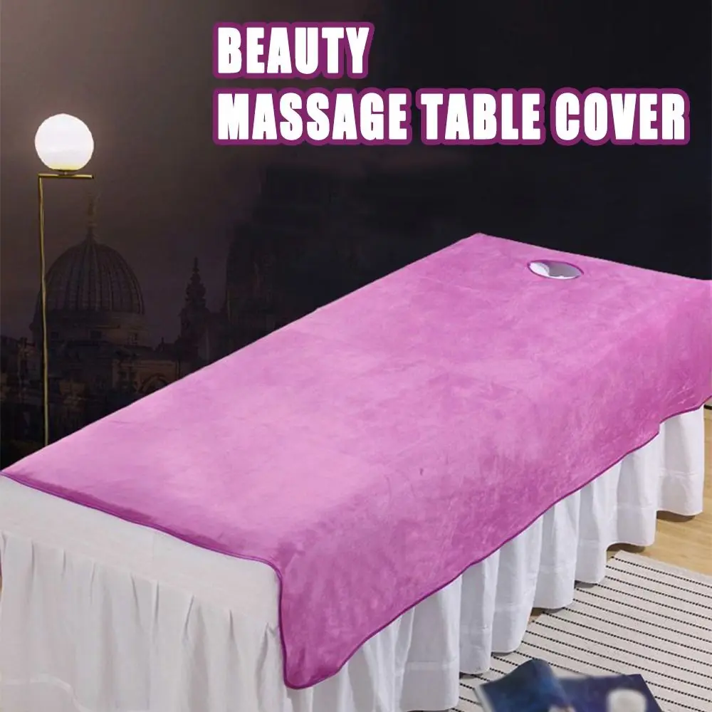 

Comfortable SPA Bedspread with Face Hole Solid Color Cosmetic Bed Sheet Soft Velvet Massage Bed Sheets Home Accessories
