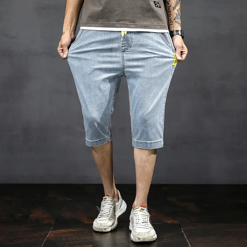 

Summer New Men's Elastic Waist Loose Straight Pants Solid Color All-match Plus Size Thin Trendy Pants Fashion Casual Men Clothes