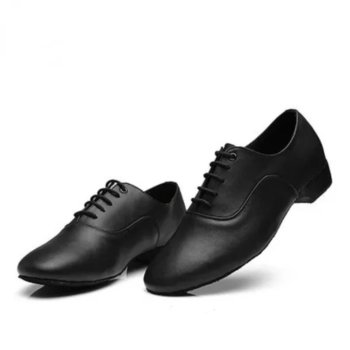 Imagen 2 del producto Zapatos de baile para hombre, zapatos de baile latino de salón, tacón bajo, modernos, para interiores, Tango, vals, Salsa, Danicng, zapatos de cuero Pu, negro y blanco
