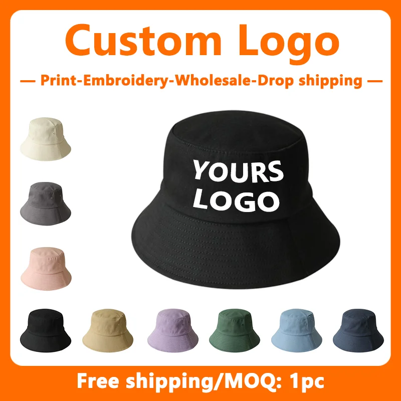 Custom Embroidery Bucket Hats for Men and Women Fisherman Baseball Caps Wholesale DIY Design Print Big Head Circumference