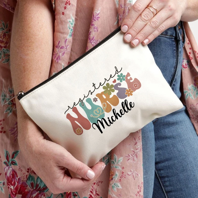 パーソナライズされたキャンバスバッグ,トラベルバッグ,香水,口紅,収納ポーチ,ジッパー,ペンシルケース,財布,パーソナライズされた名前のギフト