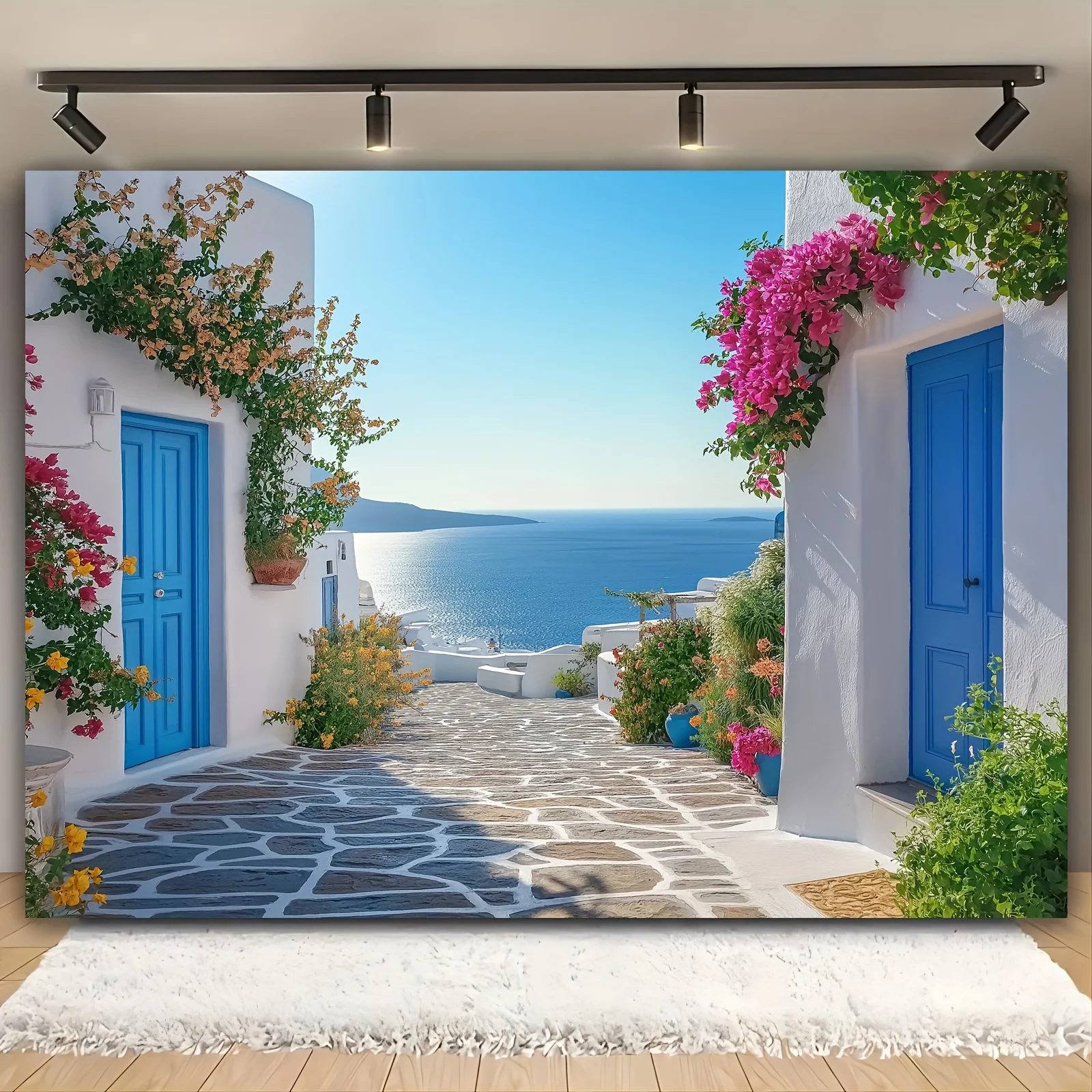 A multifunctional Aegean island background cloth, no need for power supply, suitable for weddings and bridal parties