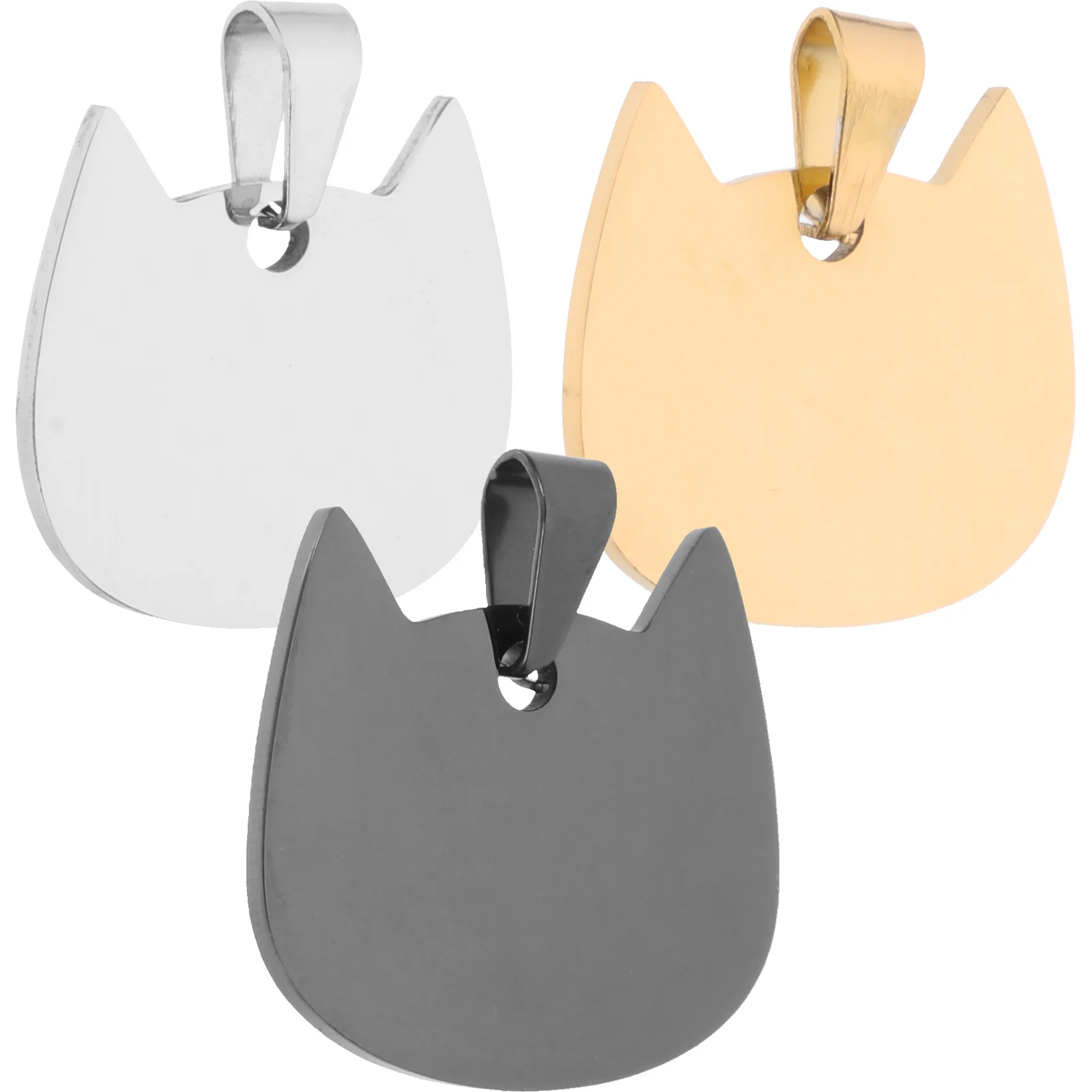 

3Pcs Pet ID Tags Stainless Steel Dog Name Cat Collar Plates Engraved Blank AntiLost Pendants Lightweight Silver