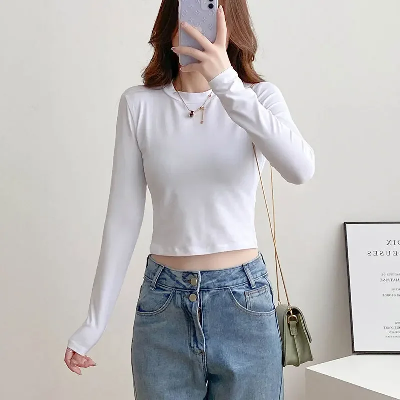 MRMT 2024 Brand New Woen's Small High Neck Long Sleeved T Shirt Women's Solid Color Slim Bottoming Shirt Women's Top