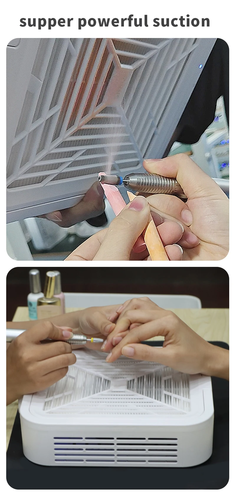 Nowy odkurzacz do pyłu paznokci 120W, cichy, 12000 obr./min, turbo, bezszczotkowy, do manicure, z wyjmowanym filtrem.