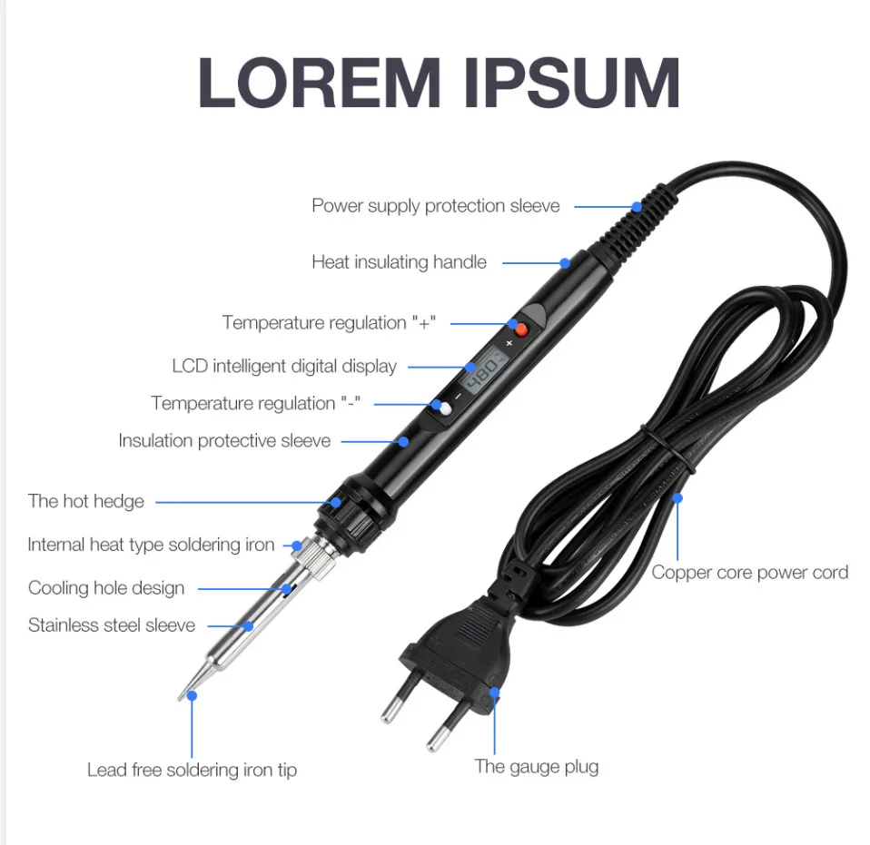 110/220V EU/US Electric Soldering Iron Kit 80W LCD Display Digital Temperature Adjustable Welding Solder Tin Iron Tips