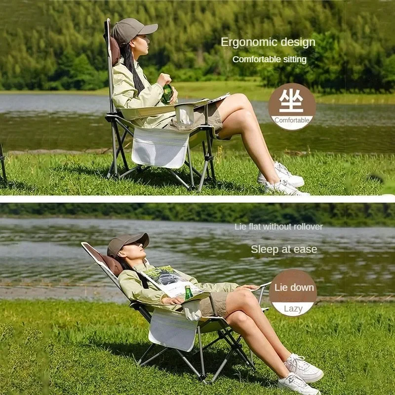 Silla de salón plegable para exteriores, sillón portátil ultraligero con respaldo para acampada, pesca, almuerzo en casa, Playa