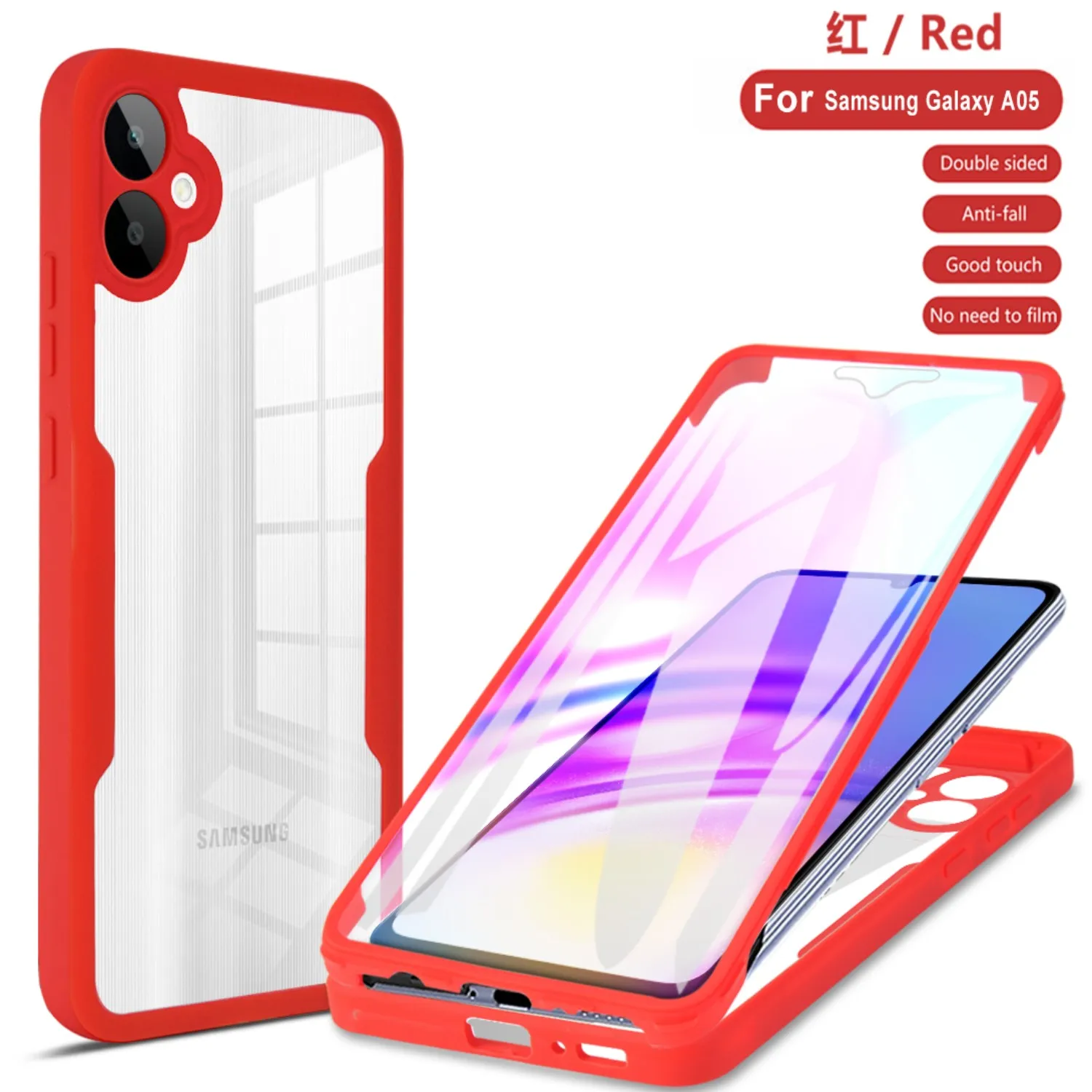 360° Shockproof Phone Case for Samsung Galaxy A06 4G 5G Built-in Screen Protector Transparent Back Anti-Drop Bumper Cover