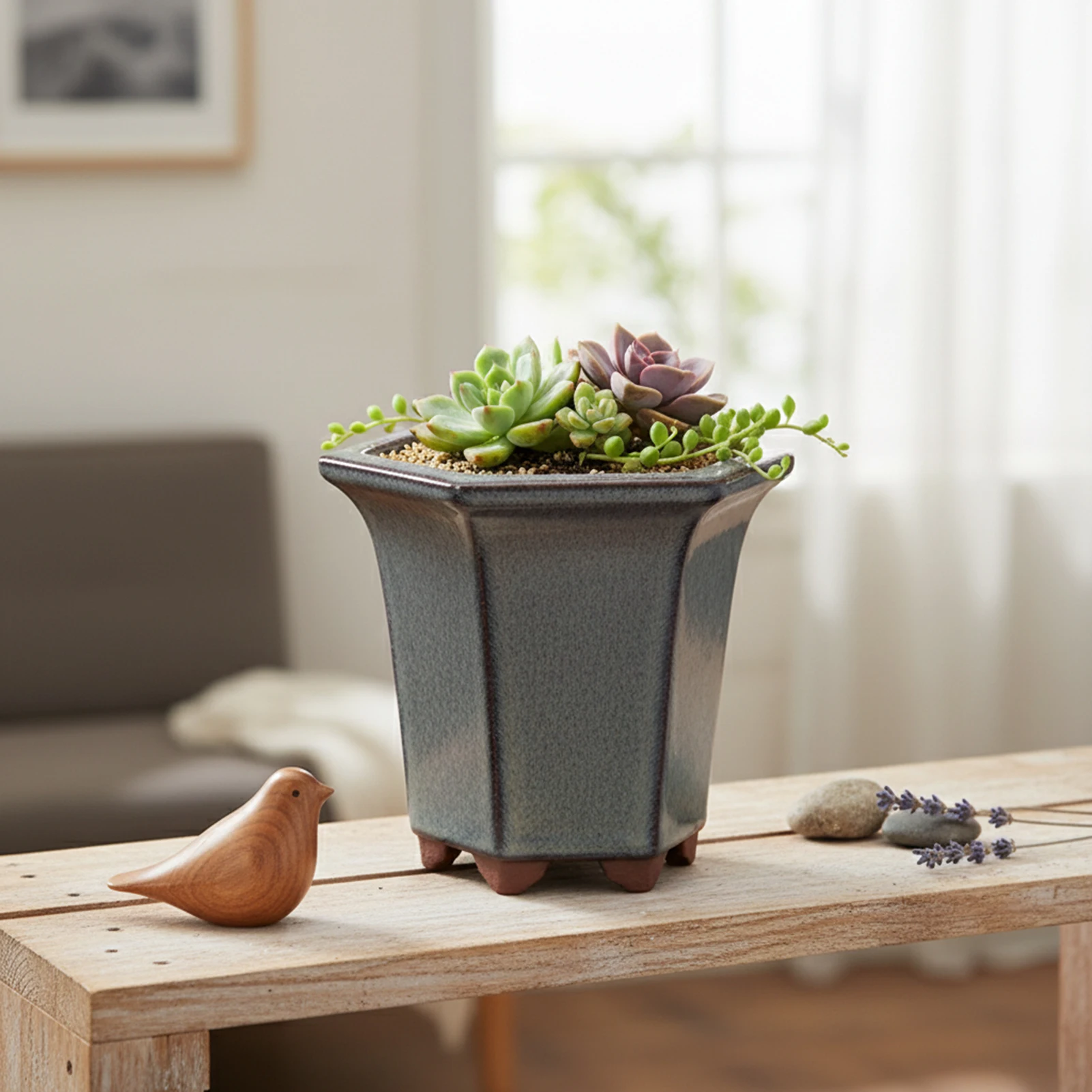 Sand Flower Pot Glazed Ceramic Planter For Succulents Mini Korean Style Home Decor