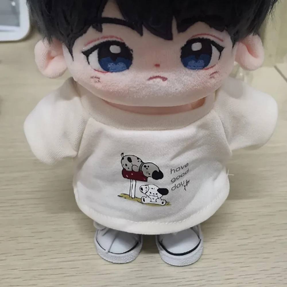 

1 комплект, хлопковая одежда с рисунком собаки, 20 см, футболка, хлопковая одежда, джинсовые шорты, аксессуары для мини-одежды