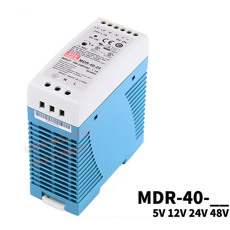 MEAN WELL 40W Single Output Industrial DIN Rail Power Supply MDR-40-5 MDR-40-12 MDR-40-15 MDR-40-24