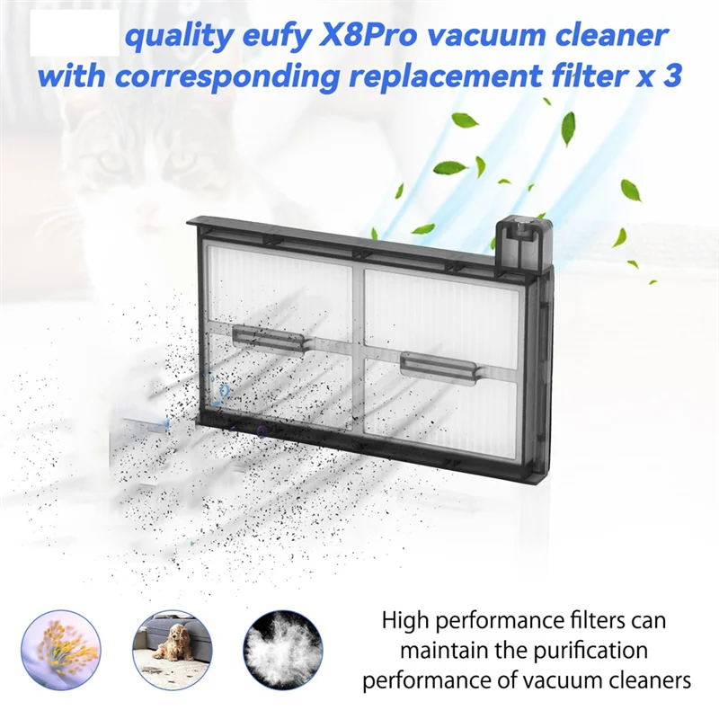 ABLG 4-delige vervangingsfilters voor Eufy X8 Pro-serie vacuüm - accessoires voor X8 Pro robotstofzuigerfilter