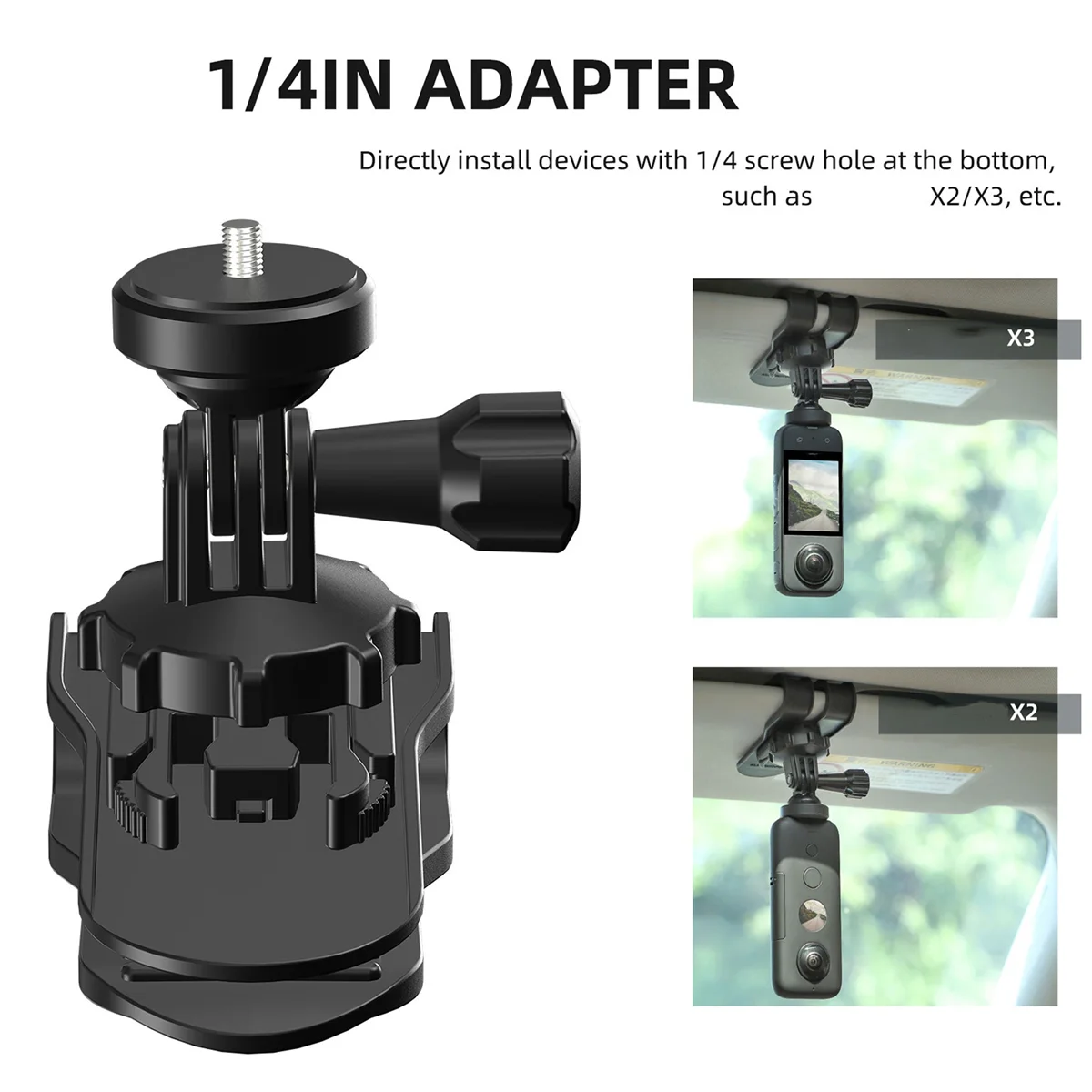 For Insta360 GO3 Car Visor Bracket 360° Rotation Sports Camera Clip Action Camera Accessories