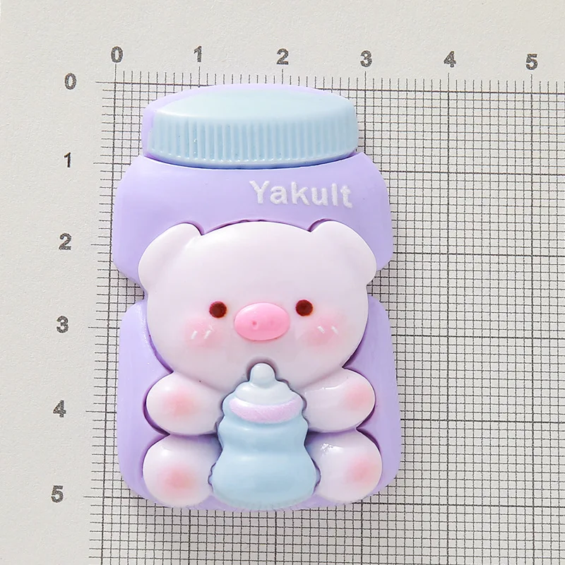 2pcs Large cartoon pig bottle cup resin jewelry accessories DIY mobile phone holder children's hairpin decorative flatback