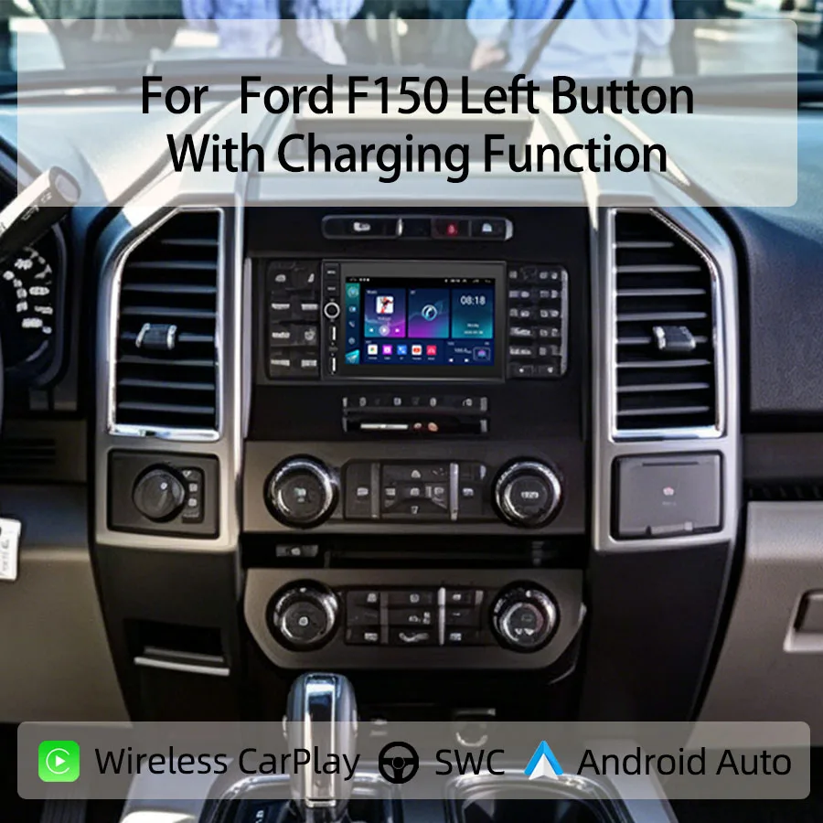 7“Android Car Radio For Ford F150 Left Button With Charging Function CarPlay Android Auto GPS Nav Bluetooth Steering Control