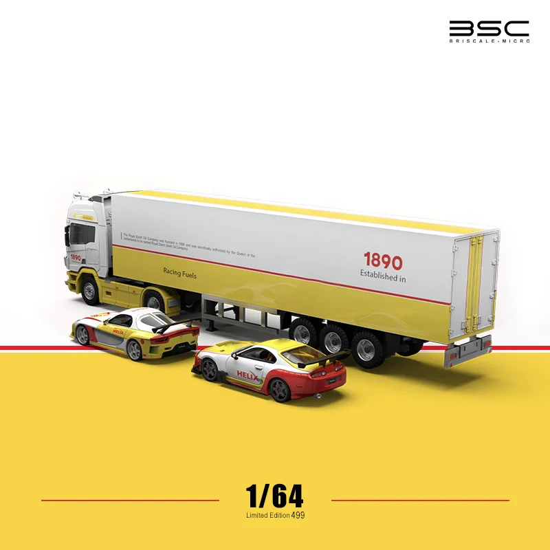 BSC 1:64 RX7 Veilside / Supra A80 / Tractors with Containers Yellow White limited499 Diecast Model Car