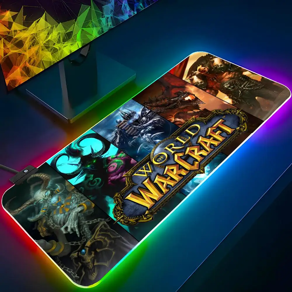 

W-World Of W-Warcraft Mouse Pad RGB Backlit Mouse Pad Laptop Mouse Pad Laptop Gamer Computer Desk Gaming Accessories
