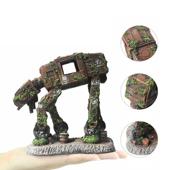 창의적인 로봇 개 수족관 풍경 장식 시뮬레이션 어항 장식 송진 공예, 환경 애완 동물 조각상 