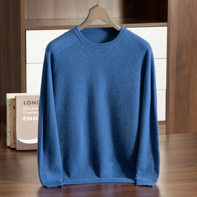 2024 Autumn/Winter New Collection (100% Cashmere) Men's Round Neck 12 Needle Yuanbao Needle Versatile Temperament Men's Sweater