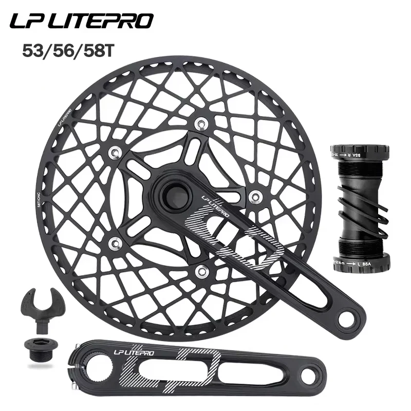 

LP Litepro 170MM Crank CNC Aluminium Vouwfiets Crank 53T 56T 58T Enkel Kettingblad 130BCD Fiets Kettingwiel Crankstel Bike parts