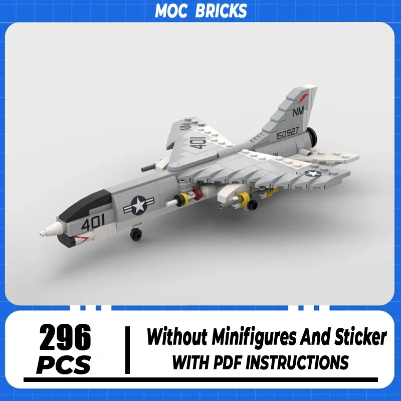 Military Series 1:72 Scale Moc Building Blocks F-8E Crusader Model Technology Fighter Bricks DIY Assembly Toys  Gifts