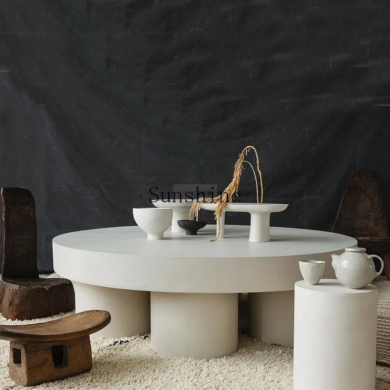 

Living room cream wind round coffee table elephant leg creative high and low coffee table combination