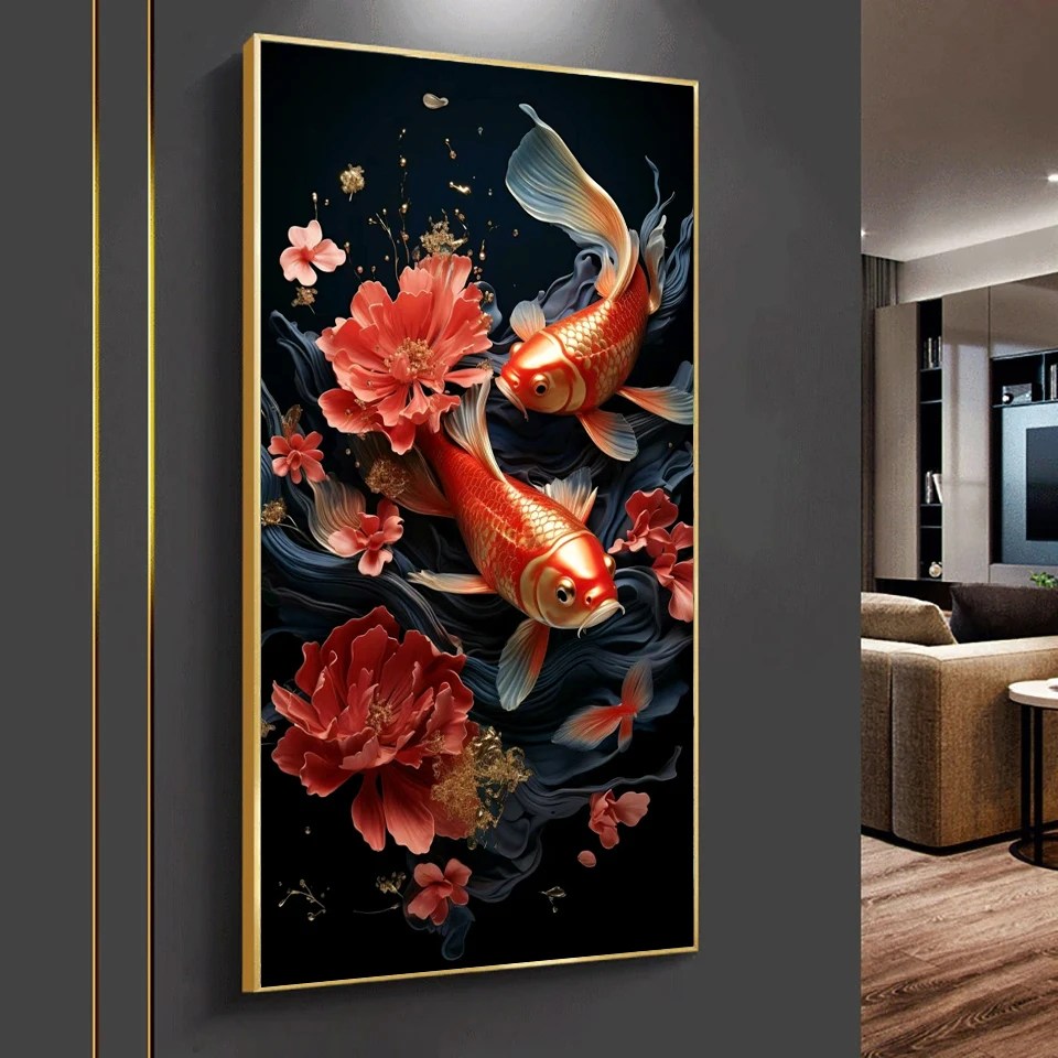 Large 5D Diy Diamond Painting New 2024 Koi Fish Embroidery Cross Stitch Kits Mosaic Diamond Landscape Home Decor