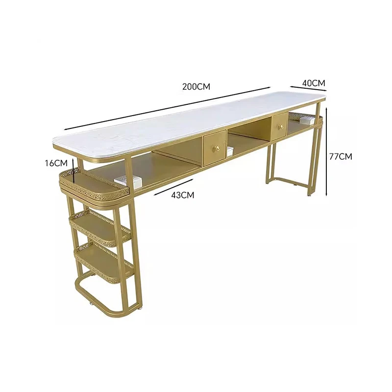 #Metal Legs Luxury Nail Desk With Dust Collector Modern Design Premium Nail Desk Trendy European Table Manucure Salon Furniture