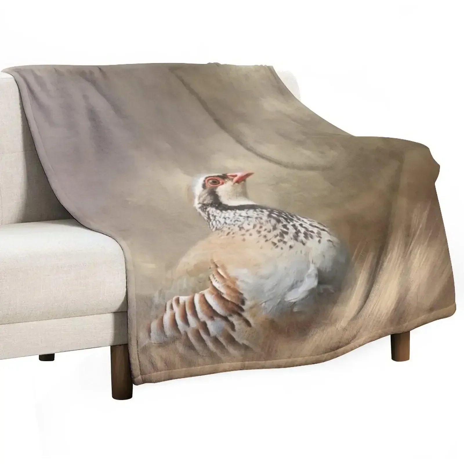 Manta de terciopelo con diseño de perdiz de patas rojas, manta acogedora para dormir, regalo para mamá y papá