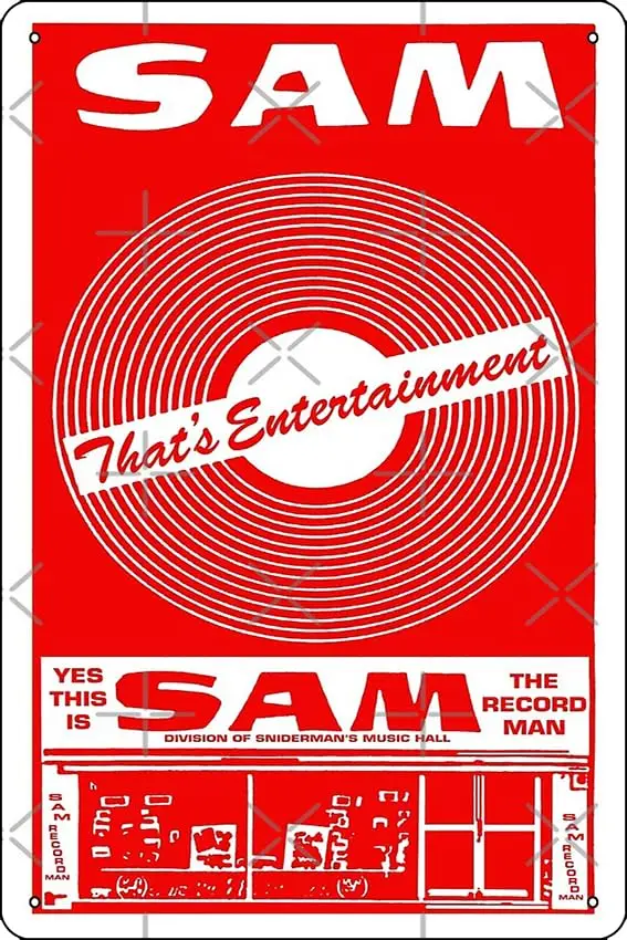 Sam The Record Man Poster Funny Metal Tin Sign for Home Kitchen Bar Room Garage Decor 