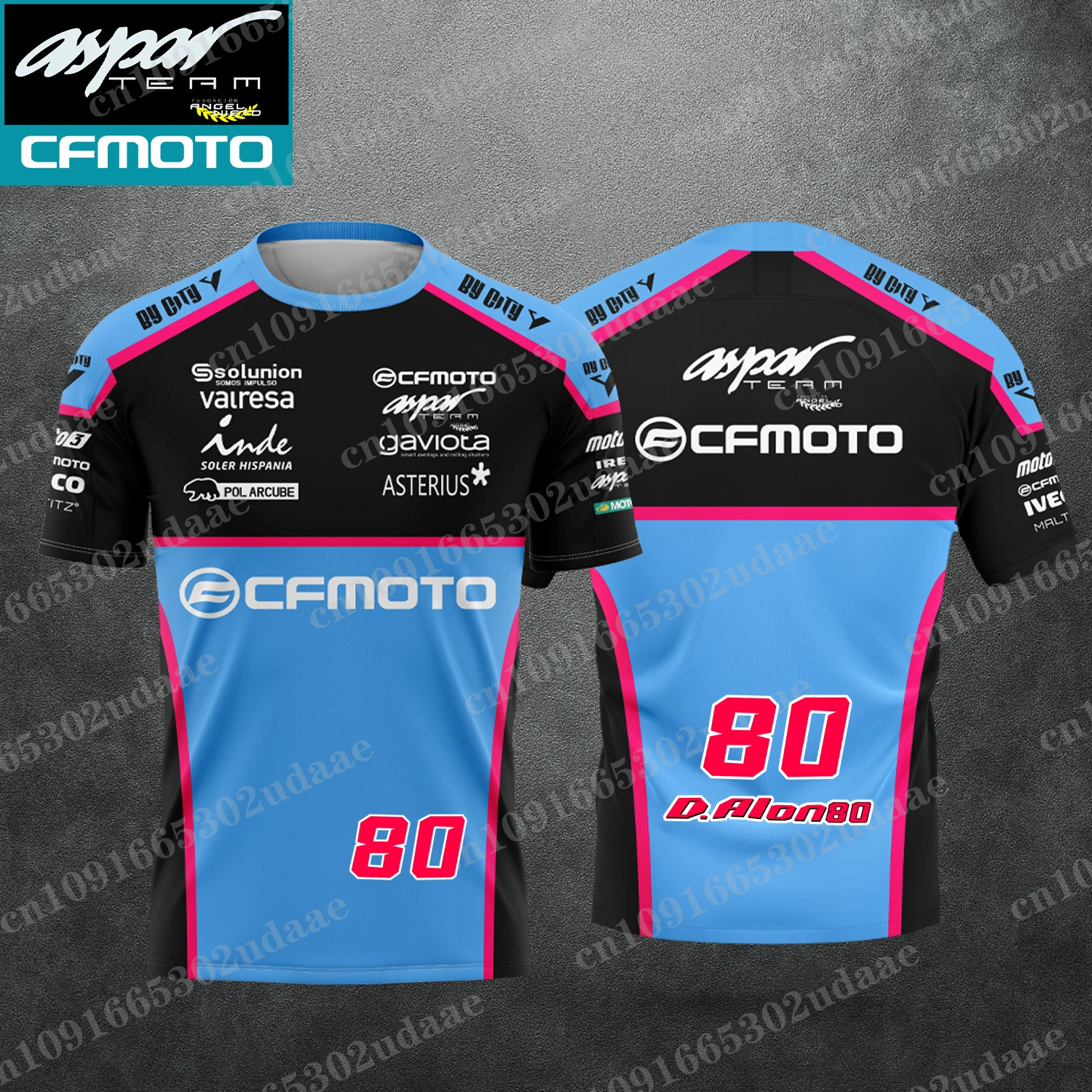 2024 new racing competition cfmoto aspar team 80 driver David fan blue summer men's casual sports T-shirt