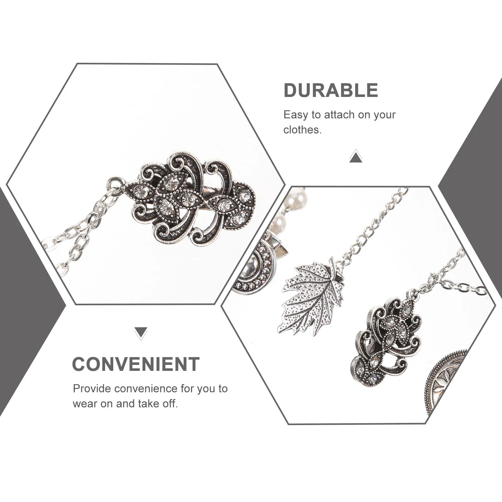 

4Pcs Vintage Women Sweater Clips Cardigan Chain Clip Shawl Collar Accessories for Elegant Look Shawl Collar Clips