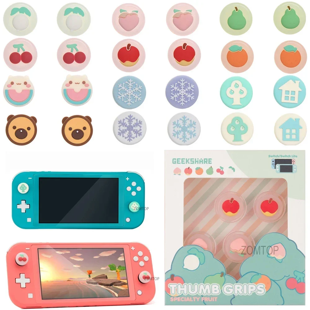 Animal Crossing Fruit Cherry uchwyt na kciuki czapka Joystick pokrywa dla Nintendo Switch Lite NS Joy-Con kontroler akcesoria