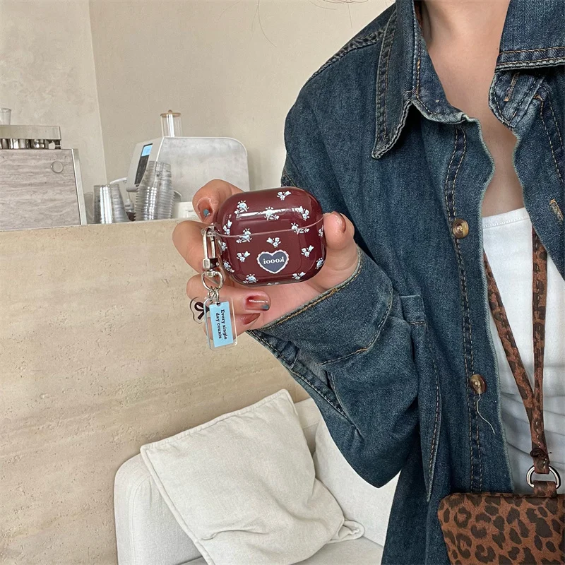 الرجعية الأزرق زهرة حقيبة سماعة الاذن ل أبل Airpods برو 1 2 3 4 Gen غطاء سيليكون لطيف سماعة شحن حالات ل Airpod 4 3rd