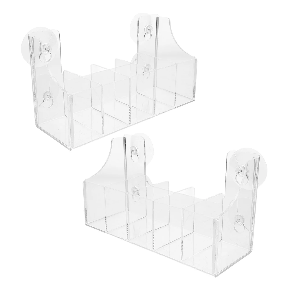 2 Stuks Zuignap Drank Rack Organizer Helder Acryl Koelkast Opslag Plank 5 Compartimenten Houdt Kruidenpotjes Olijfolie Flessen