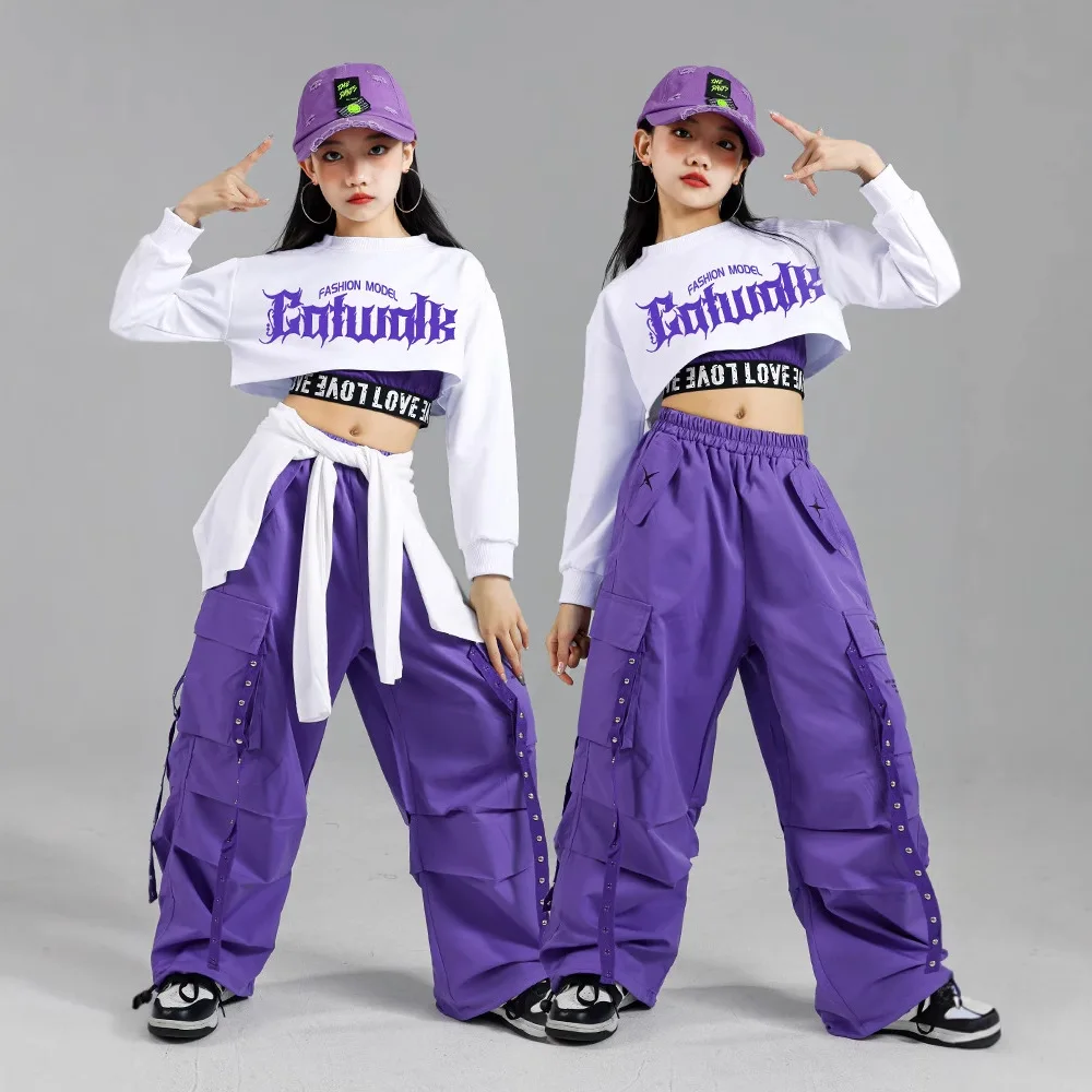 

Girls' jazz dance costumes Children's hip-hop costumes Tide children's jazz practice suits Dopamine long-sleeved tops