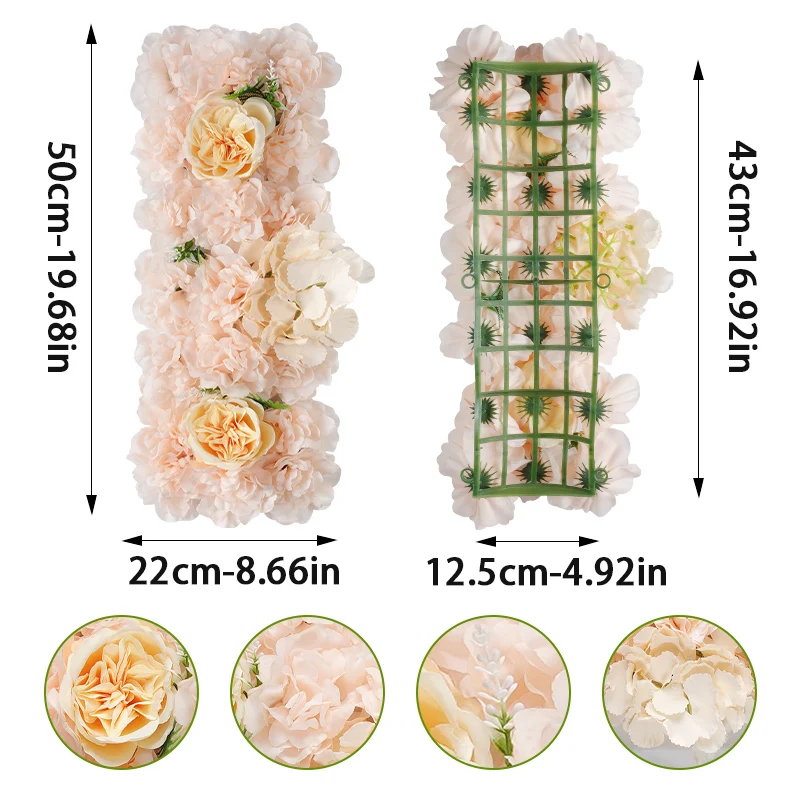 White Artificial Silk Flower Wedding Aech Decoration Flower Wall Road Guide Outdoor Wedding Arch Fake Flower Home Deco