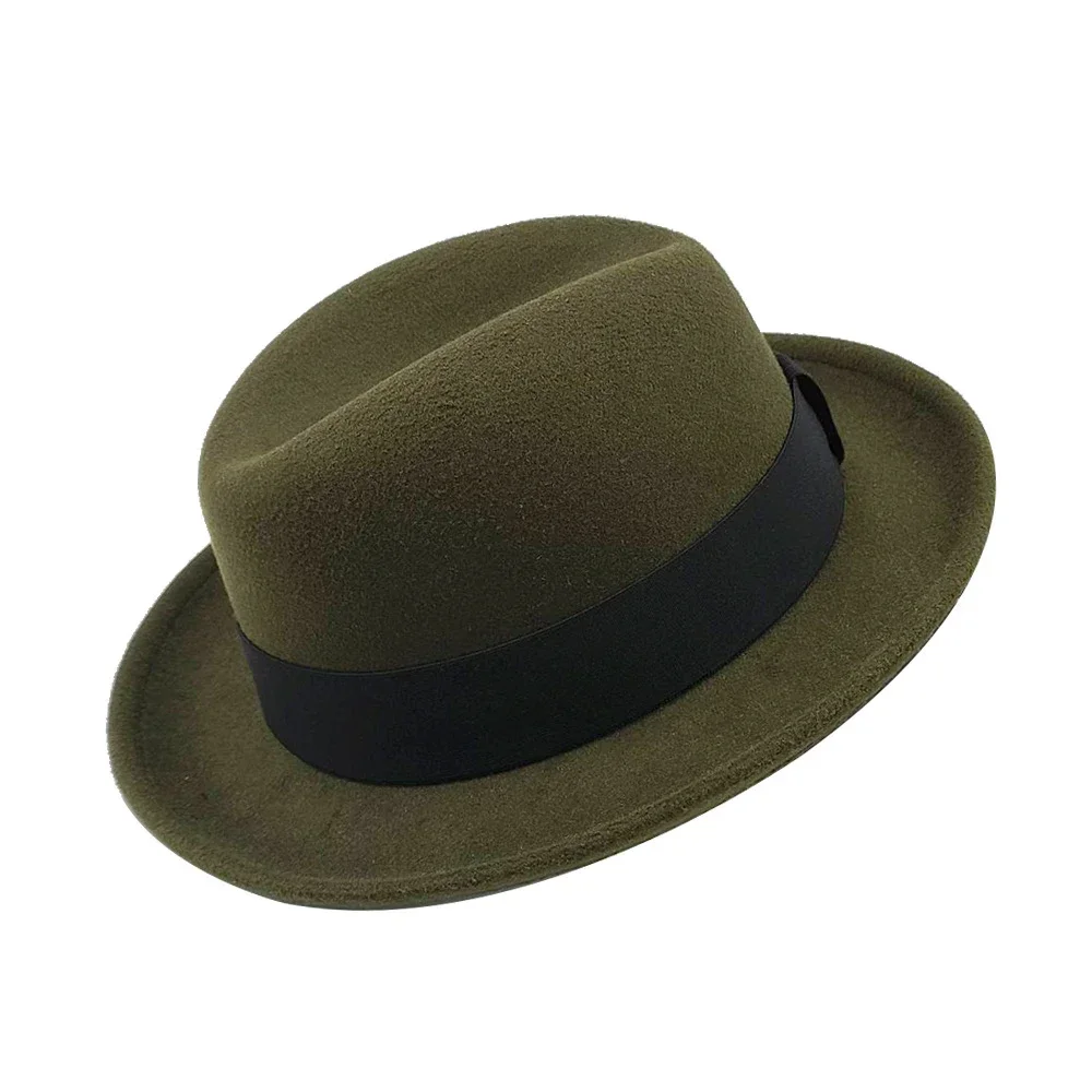 2024 British Style Elegant Jazz Hat Men's Casual Felt Fedora Hat Unisex Short Brim Gentleman Daily Solid Party Retro Dress Hats