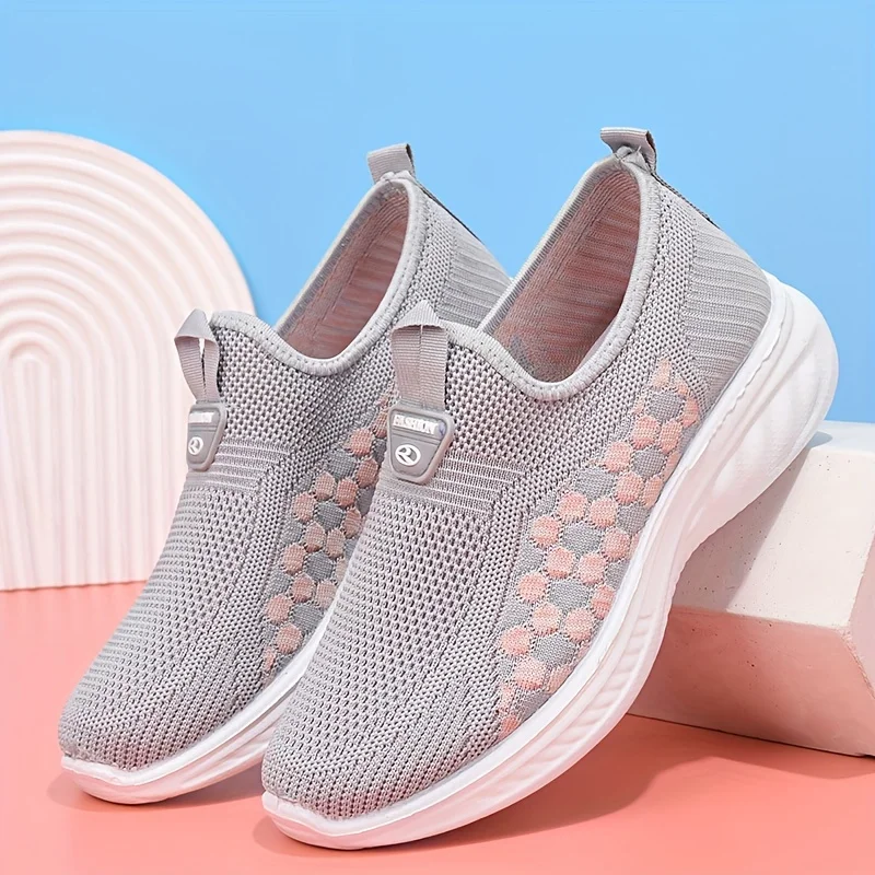 Sneakers Casual da donna in tinta unita, scarpe da passeggio con suola morbida e Platform, scarpe da Fitness traspiranti lavorate a maglia