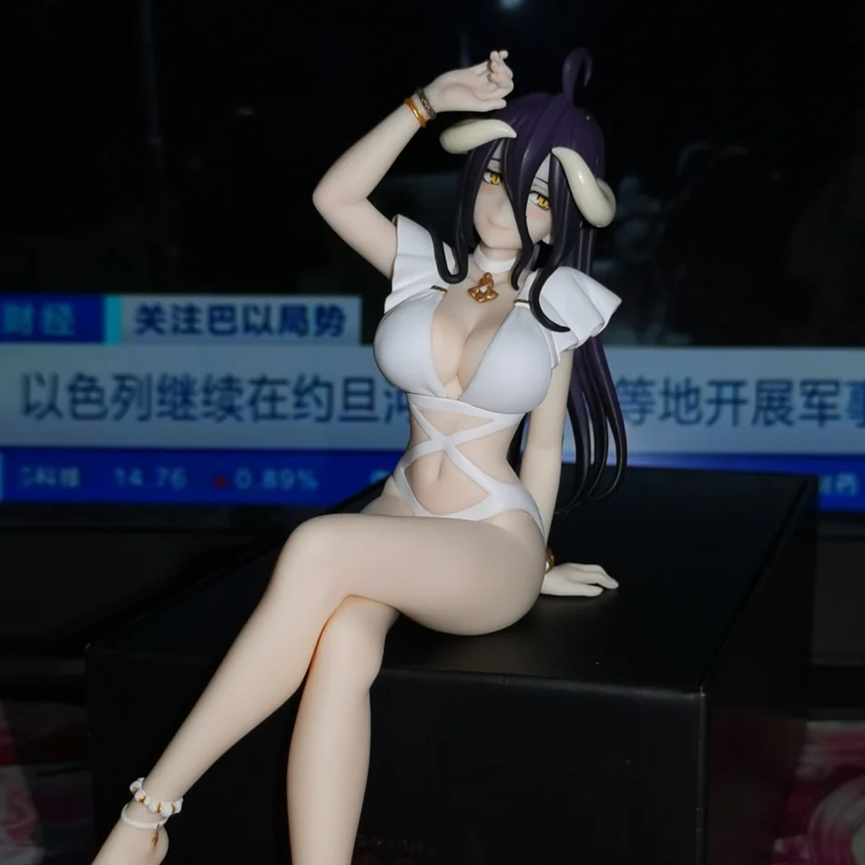 Figura de Anime Overlord Albedo de 16cm, traje de baño blanco, colección de modelos, adornos, tapón de fideos de acción, modelo de juguete coleccionable de PVC