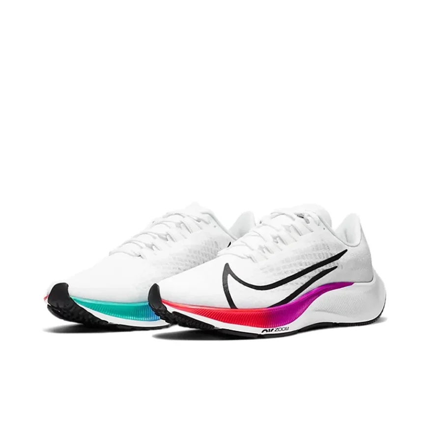 Nike Pegasus 37 Men's fashionable wear-resistant non-slip comfortable low-top casual running shoes white-red