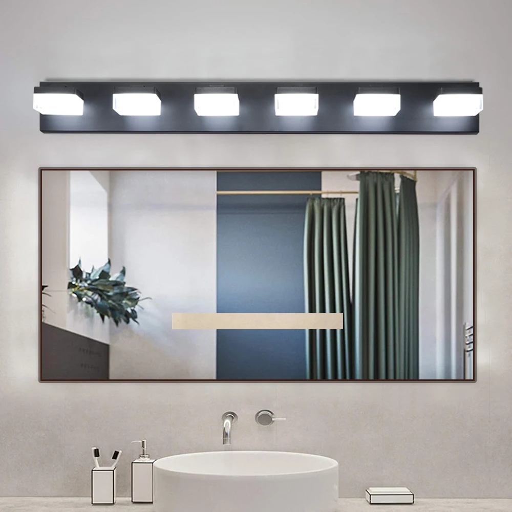 

FAISHILAN Modern 6-Light Black LED Vanity Mirror Light Fixture For Bathrooms And Makeup Tables