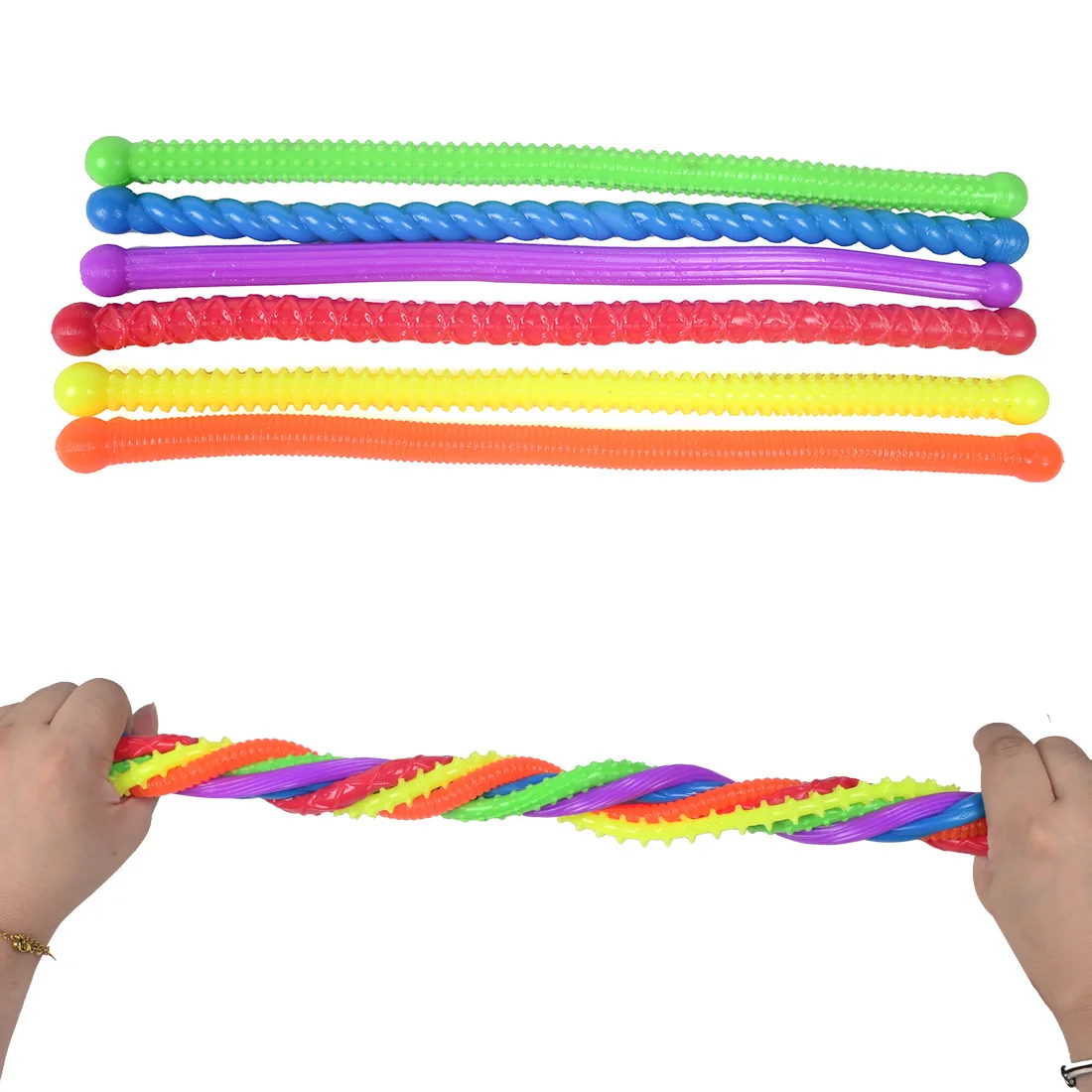 1 Pcs HOT SALE Novelty Funny TPR Soft Rubber Spaghetti Elastic Rope Children Adult Spaghetti Elastic Rope Decompression Toys