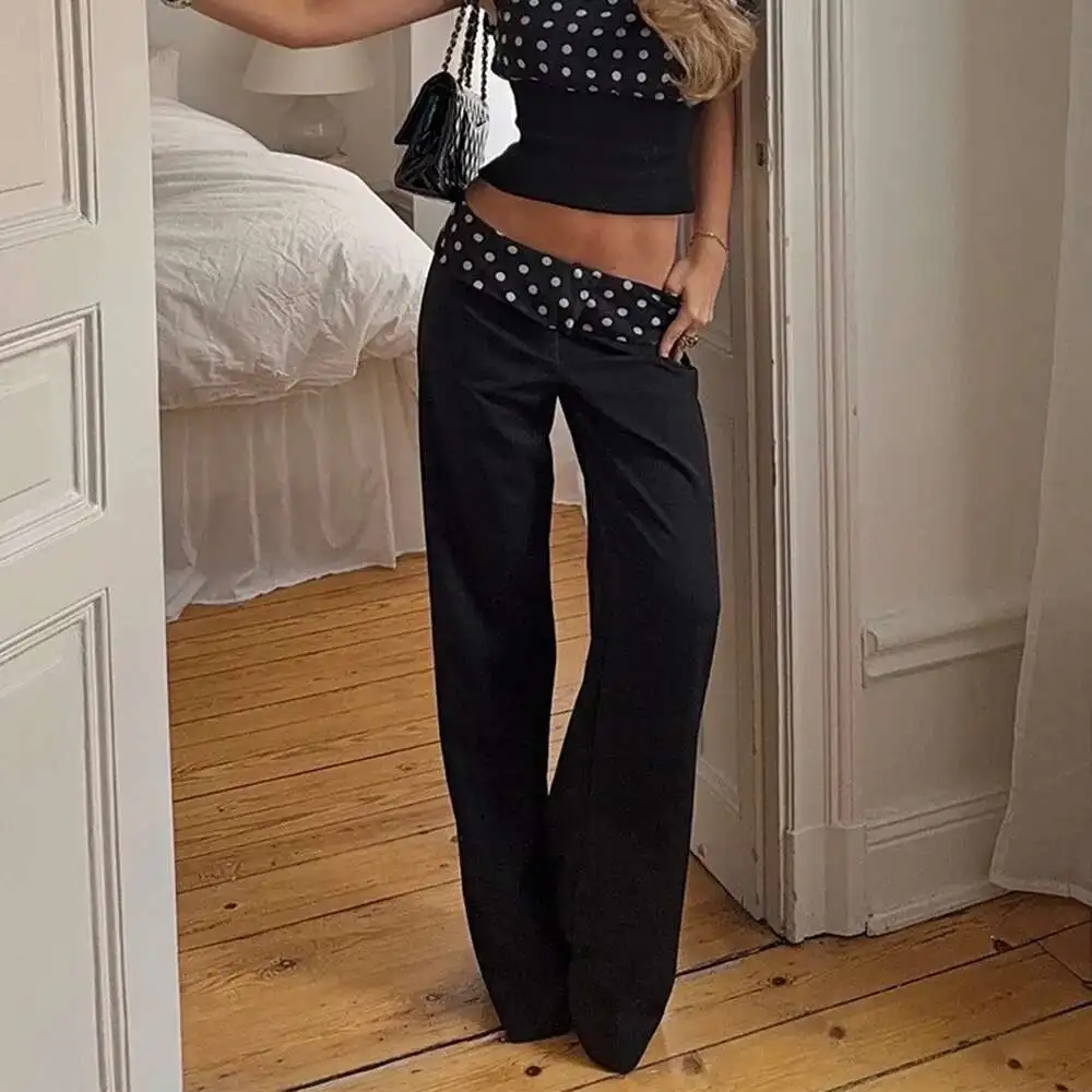 

2025 Summer New Style Fashionable Casual Women's Pants Slim Fit Splicing Printed Waist Straightening Pants