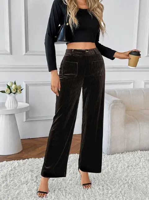 

Women's Straight Leg Pants Comfortable Casual Fashionable Commuter Pants Autumn Winter 2025