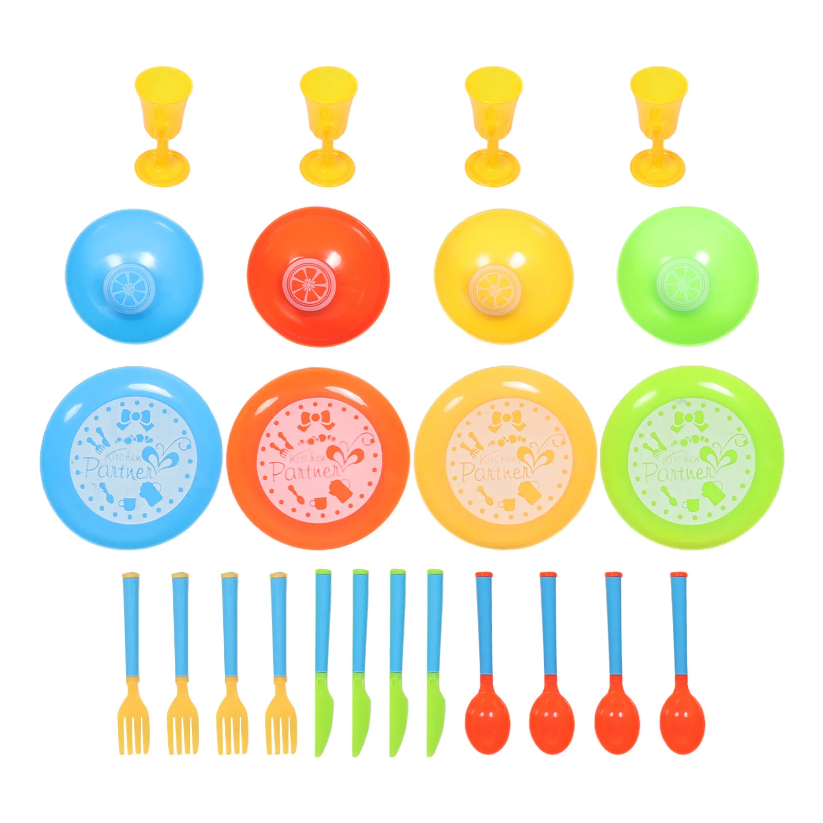 

24Pcs Kids Kitchen Accessories Pretend Play Toddler Tea Set Dish Plates Utensils Dinnerware for Girls Kids Dinnerware Set