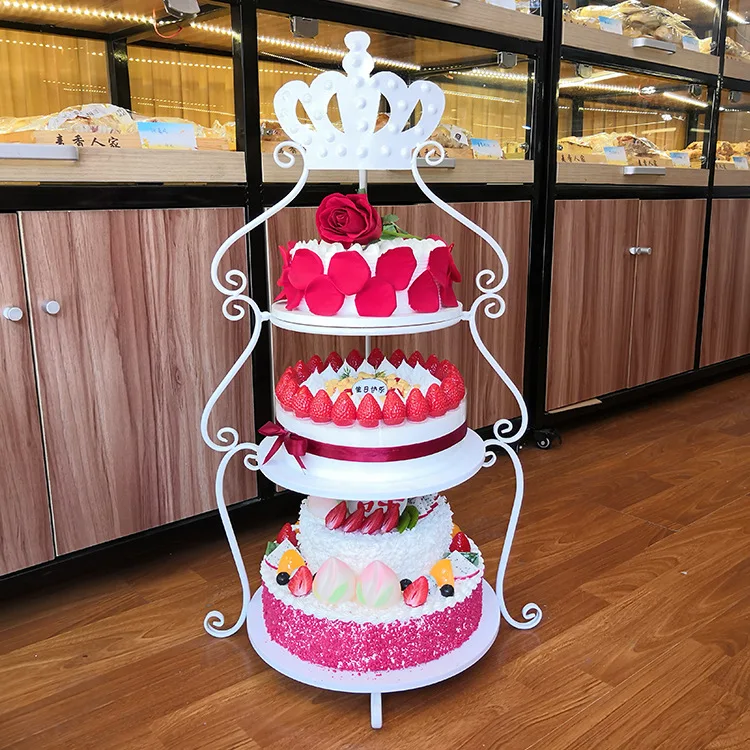 

European three-layer wrought iron cake shelf creative multi-layer birthday wedding gift dim sum tray dessert display stand